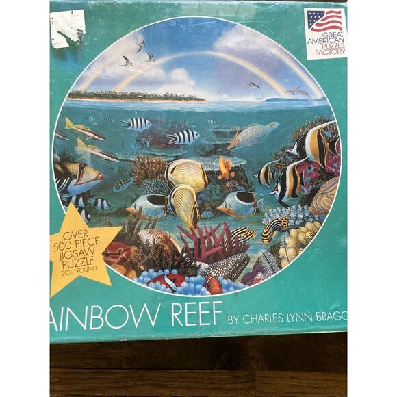 Vtg New/Sealed RAINBOW REEF 20 1/2" Round JIGSAW PUZZLE CHARLES LYNN BRAGG J24 - Picture 2 of 6